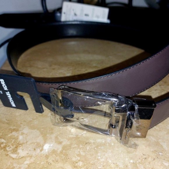 Michael Kors Reversible Leather Belt Brown Black Perfect Fit - Picture 1 of 11